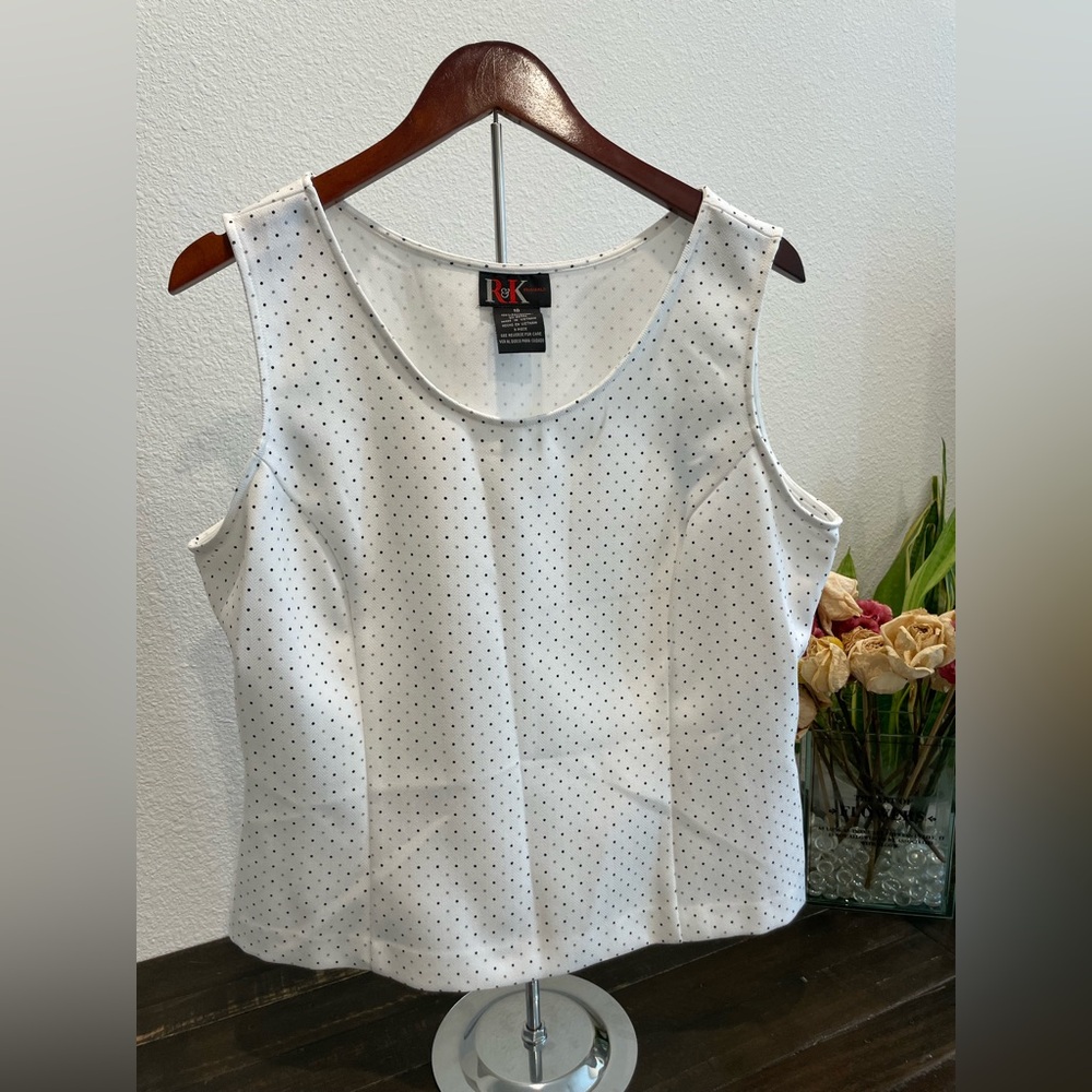 Vintage 90s Y2K Tank Top Shell Polka Dot Blouse Fitted 1990s 2000s R&K sz18